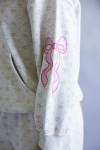  Simply Southern Alice Bow Floral Hoodie for Women in Gray