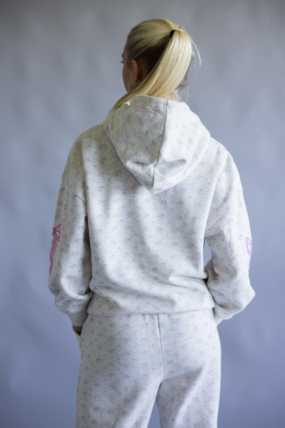  Simply Southern Alice Bow Floral Hoodie for Women in Gray