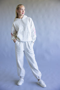  Simply Southern Alice Bow Floral Hoodie for Women in Gray