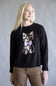 Simply Southern Anastasia Kitty Crew Neck Sweater for Women in Black