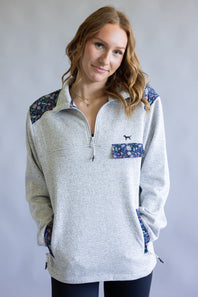  Simply Southern Aria ¼ Zip Pullover for Women in Heather Grey 