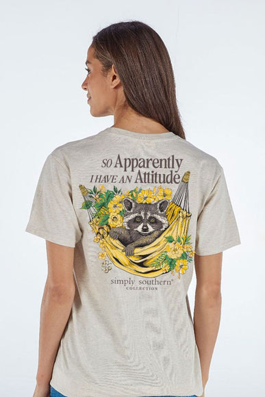 Simply Southern Attitude T-Shirt for Women in Oat Heather