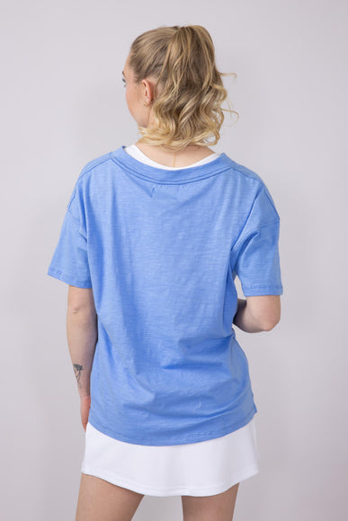 Simply Southern Basic V-Neck Slub T-Shirt for Women in Blue 