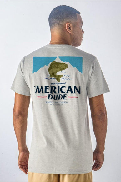 Mens Simply Southern Shirts Bass T-Shirt for Men in Grey