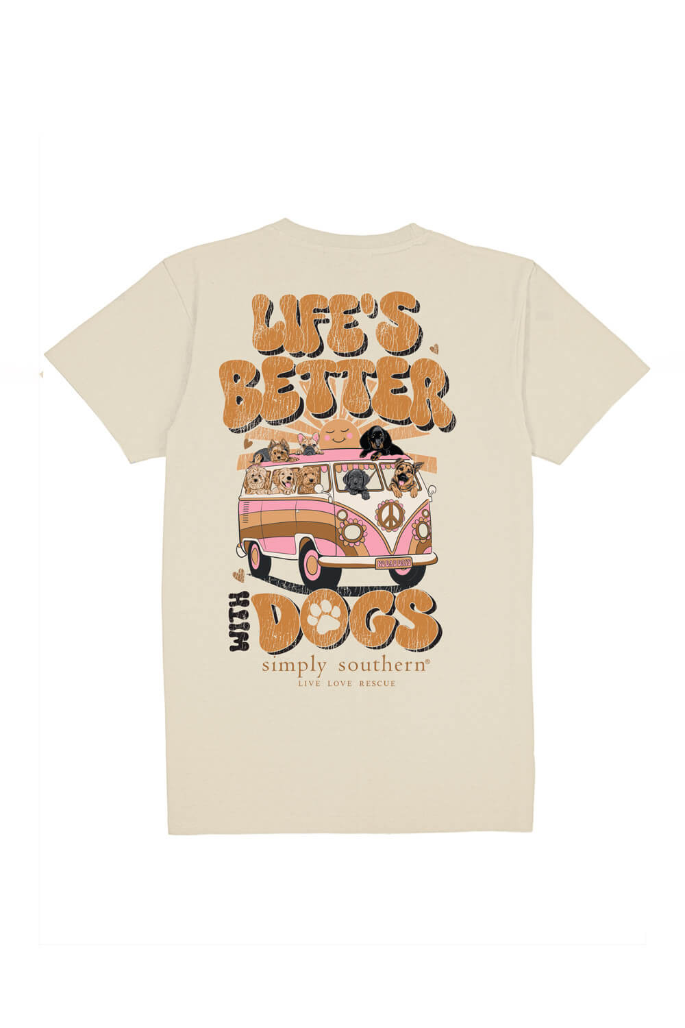 Simply Southern Girls Youth Life’s Better With Dogs T-Shirt for Girls in Linen