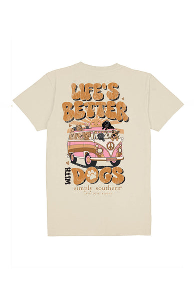 Simply Southern Youth Life’s Better With Dogs T-Shirt for Girls in Linen