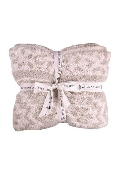 Simply Southern Accessories Soft and Cozy Blanket in Grey Aztec Leopard