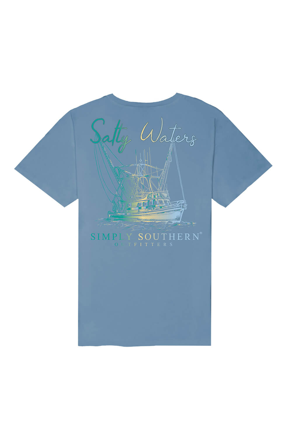 Simply Southern Boat & Salty Waters T-Shirt for Men in Blue