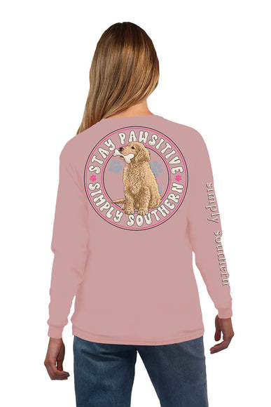 Simply Southern Long Sleeve Stay Pawsitive T-Shirt for Women in Bone 