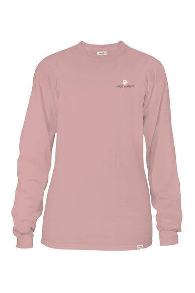 Simply Southern Youth Long Sleeve Stay Pawsitive T-Shirt for Girls in Mauve