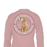 Simply Southern Youth Long Sleeve Stay Pawsitive T-Shirt for Girls in Mauve