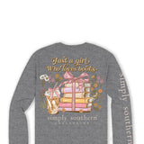 Simply Southern Long Sleeve Books T-Shirt for Women in Charcoal Heather