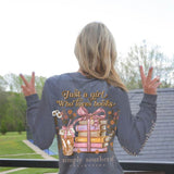 Simply Southern Long Sleeve Books T-Shirt for Women in Charcoal Heather