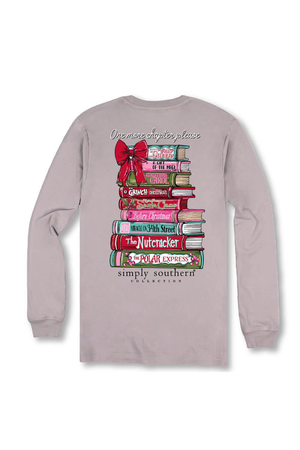 Simply Southern Plus Size Womens One More Chapter Long Sleeve T-shirt for Women in Driftwood