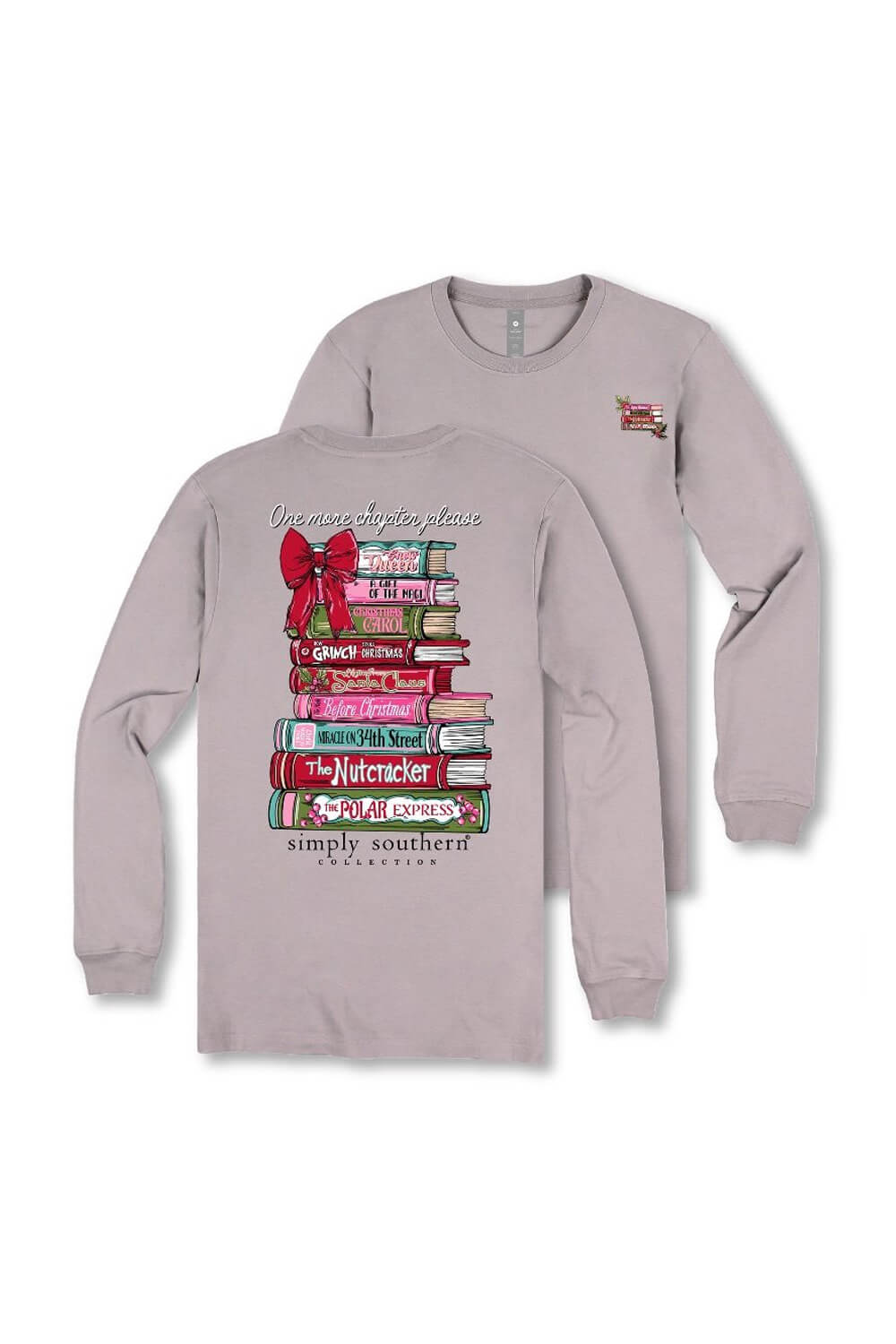 Simply Southern Plus Size Womens One More Chapter Long Sleeve T-shirt for Women in Driftwood