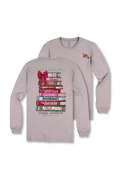 Simply Southern Plus Size One More Chapter Long Sleeve T-shirt for Women in Driftwood