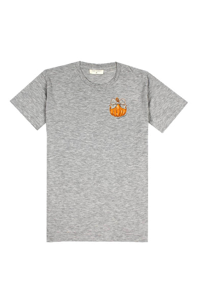 Simply Southern Plus Size Bow Pumpkin T-Shirt for Women in Grey