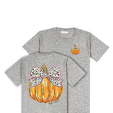 Simply Southern Plus Size Bow Pumpkin T-Shirt for Women in Grey