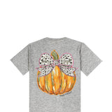 Simply Southern Bow Pumpkin T-Shirt for Women in Grey