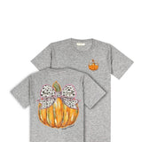 Simply Southern Bow Pumpkin T-Shirt for Women in Grey