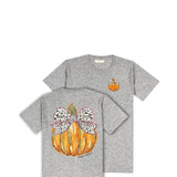 Simply Southern Youth Bow Pumpkin T-Shirt for Girls in Grey
