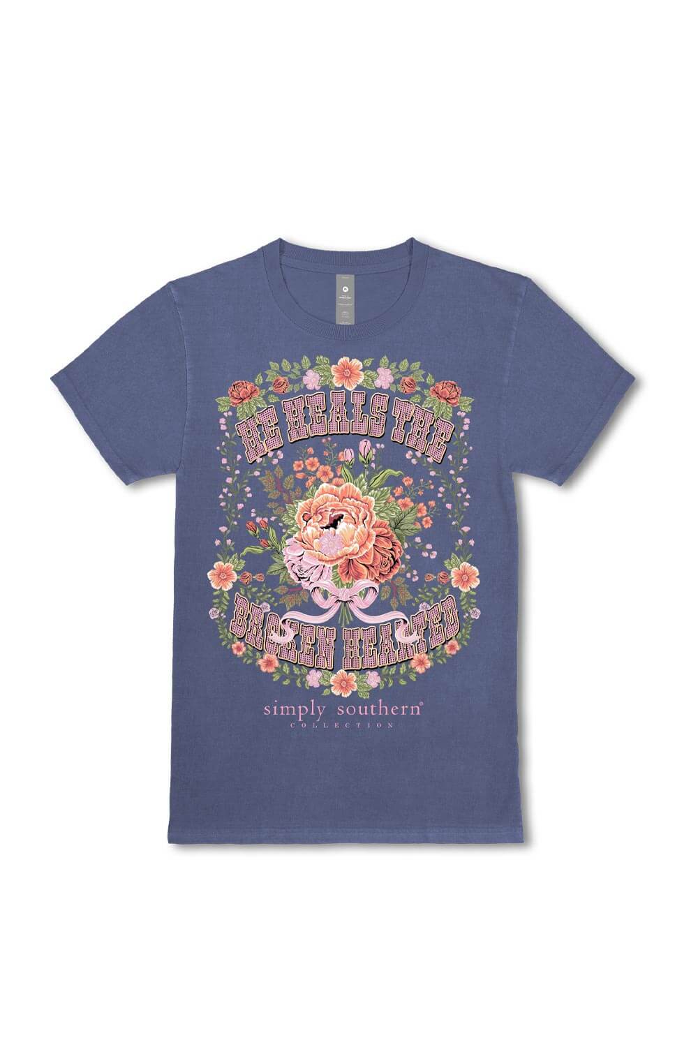 Womens Simply Southern Shirts Broken T-Shirt for Women in Washed Navy