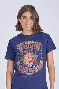 Womens Simply Southern Shirts Broken T-Shirt for Women in Washed Navy