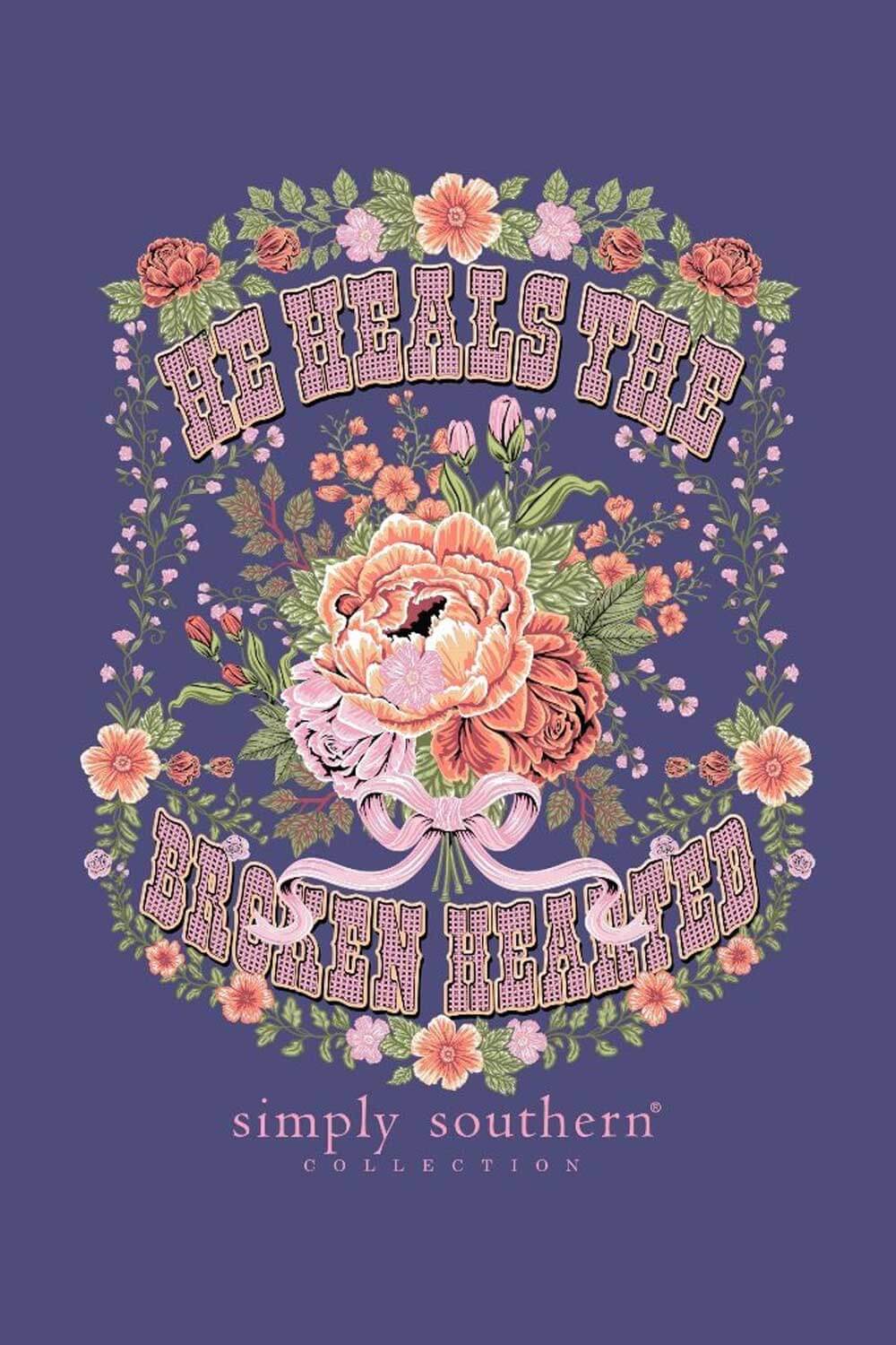 Womens Simply Southern Shirts Broken T-Shirt for Women in Washed Navy