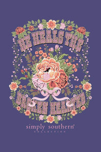 Womens Simply Southern Shirts Broken T-Shirt for Women in Washed Navy