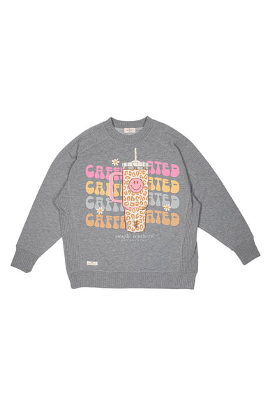 Simply Southern Plus Size Caffeinated Crewneck for Women in Heather Grey