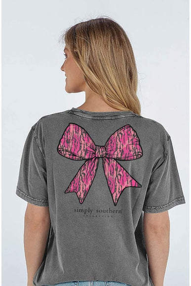 Womens Simply Southern T-Shirts Camo Bow Better T-Shirt for Women in Washed Coal