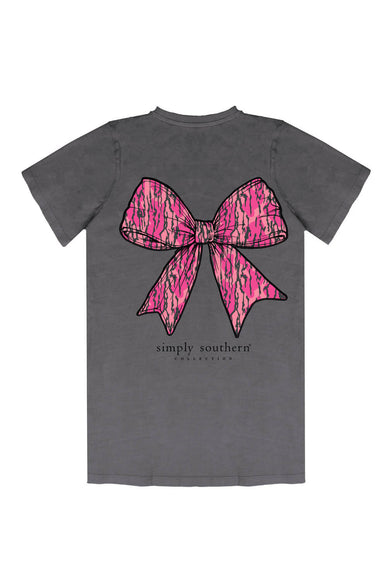 Womens Simply Southern T-Shirts Camo Bow Better T-Shirt for Women in Washed Coal