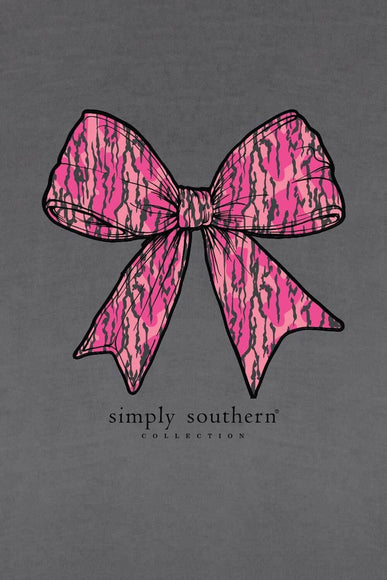 Womens Simply Southern T-Shirts Camo Bow Better T-Shirt for Women in Washed Coal