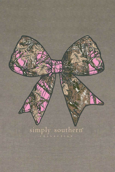  Simply Southern Plus Size Camo Bow T-Shirt for Women in Desert Heather