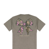  Simply Southern Plus Size Camo Bow T-Shirt for Women in Desert Heather