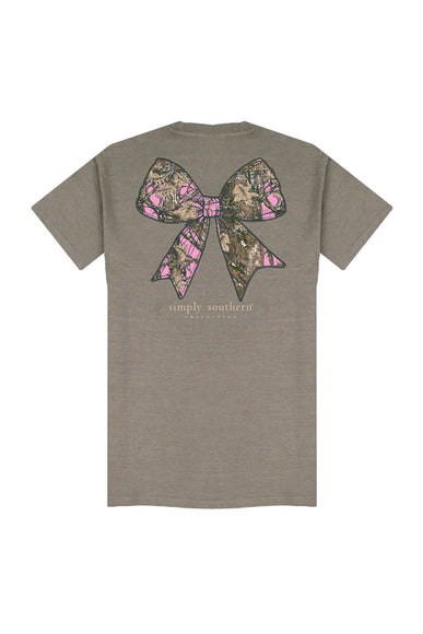  Simply Southern Plus Size Camo Bow T-Shirt for Women in Desert Heather