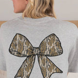 Simply Southern Camo Bow T-Shirt for Women in Ash Grey