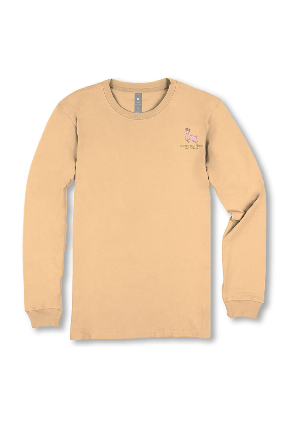 Simply Southern Plus Size Camo Deer Long Sleeve T-Shirt for Women in Brown