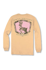 Simply Southern Plus Size Camo Deer Long Sleeve T-Shirt for Women in Brown