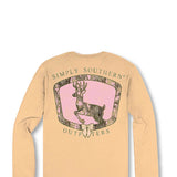 Simply Southern Plus Size Camo Deer Long Sleeve T-Shirt for Women in Brown
