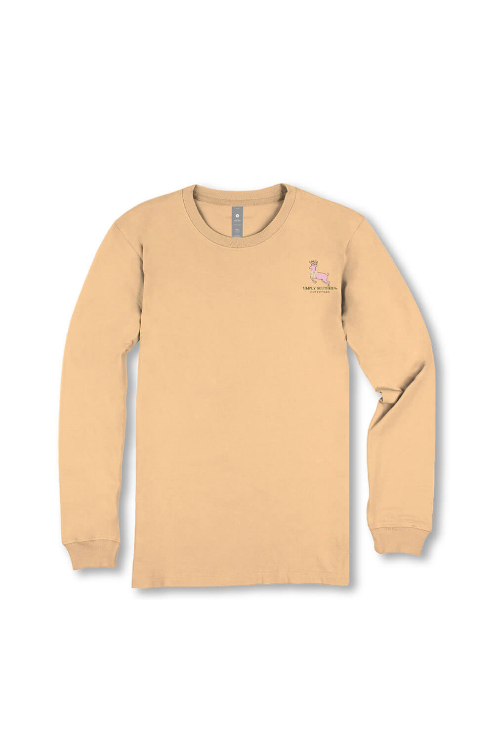 T-shirt Simply Southern Homme – Manches Longues, Gris, Motif Cerf/elk – Taille M
