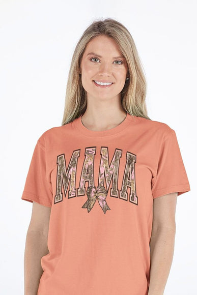 Womens Simply Southern Camo Mama T-Shirt for Women in Peach