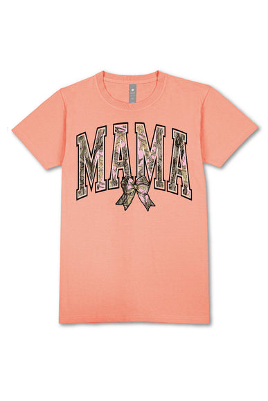 Womens Simply Southern Camo Mama T-Shirt for Women in Peach