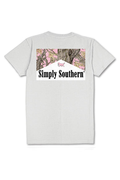 Simply Southern Plus Size Pink Camo Pack T-Shirt for Women in Star Grey