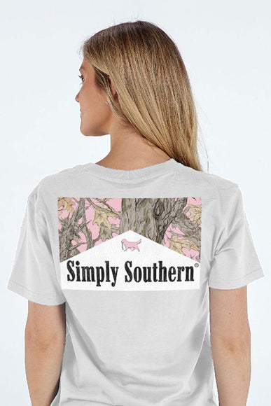 Simply Southern Pink Camo Pack T-Shirt for Women in Star Grey