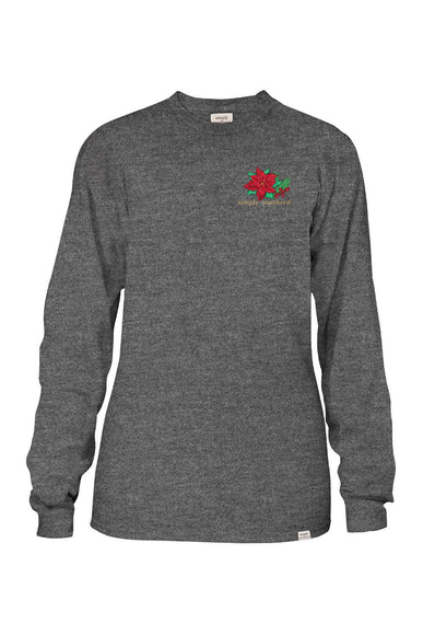 Simply Southern Plus Size Long Sleeve Cardinal Christmas T-Shirt for Women in Grey