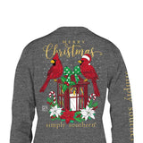 Simply Southern Youth Long Sleeve Cardinal Christmas T-Shirt for Girls in Grey