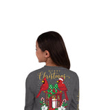 Simply Southern Youth Long Sleeve Cardinal Christmas T-Shirt for Girls in Grey