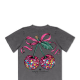 Simply Southern Plus Size Disco Cherries T-Shirt for Women in Washed Coal