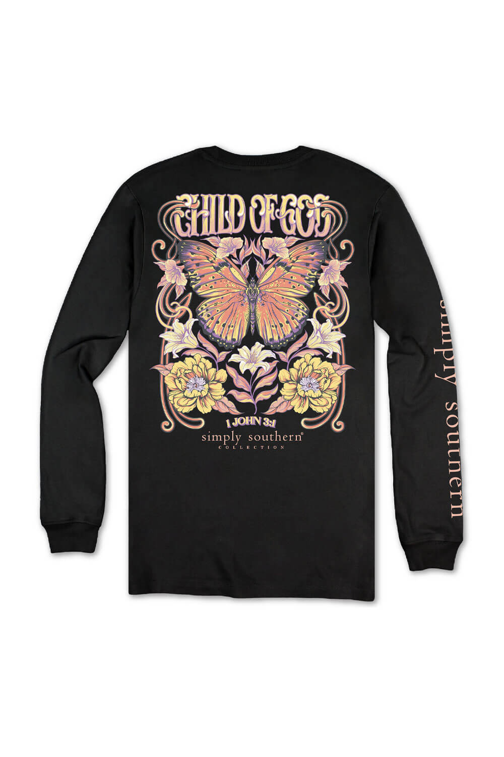 Simply Southern Plus Size Shirt Child Of God Long Sleeve T-Shirt for Women in Black